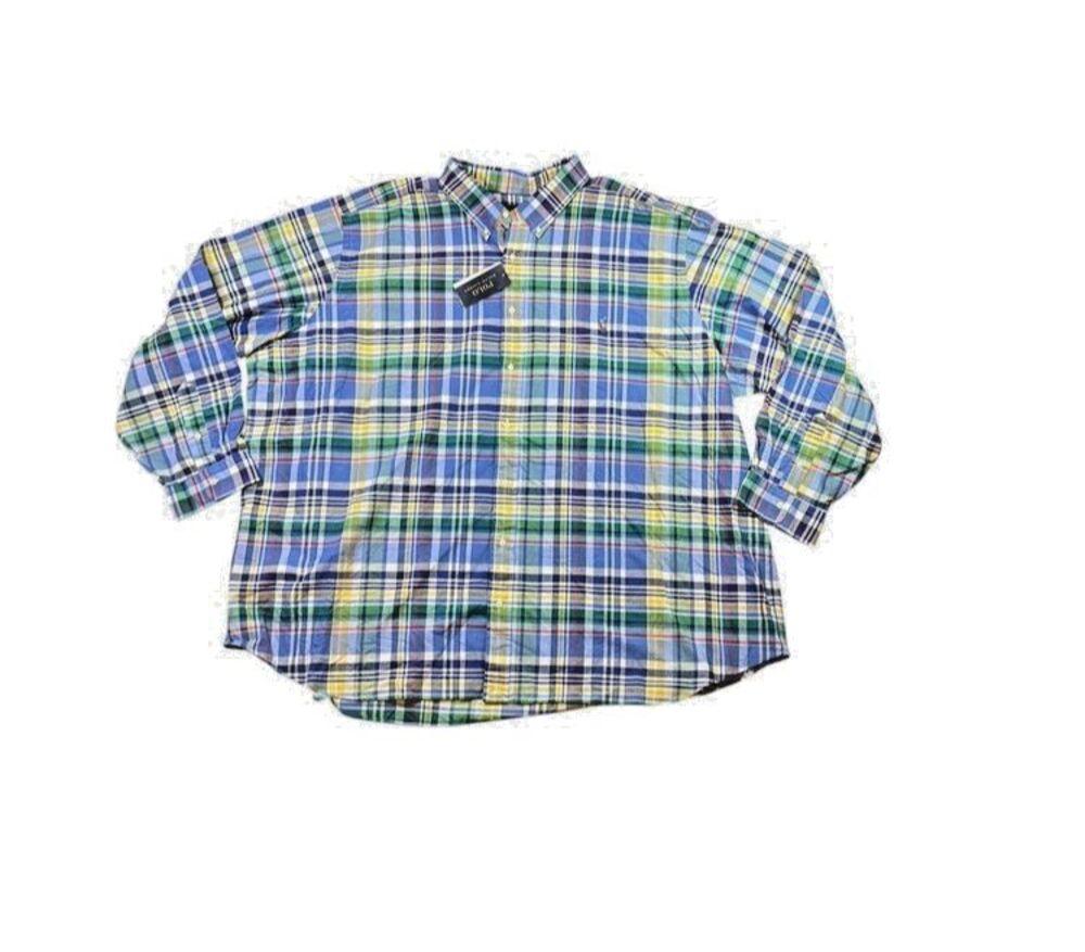 Polo Ralph Lauren Shirt Mens Size 5XB Plaid Classic Fit Button Down Big | Tall